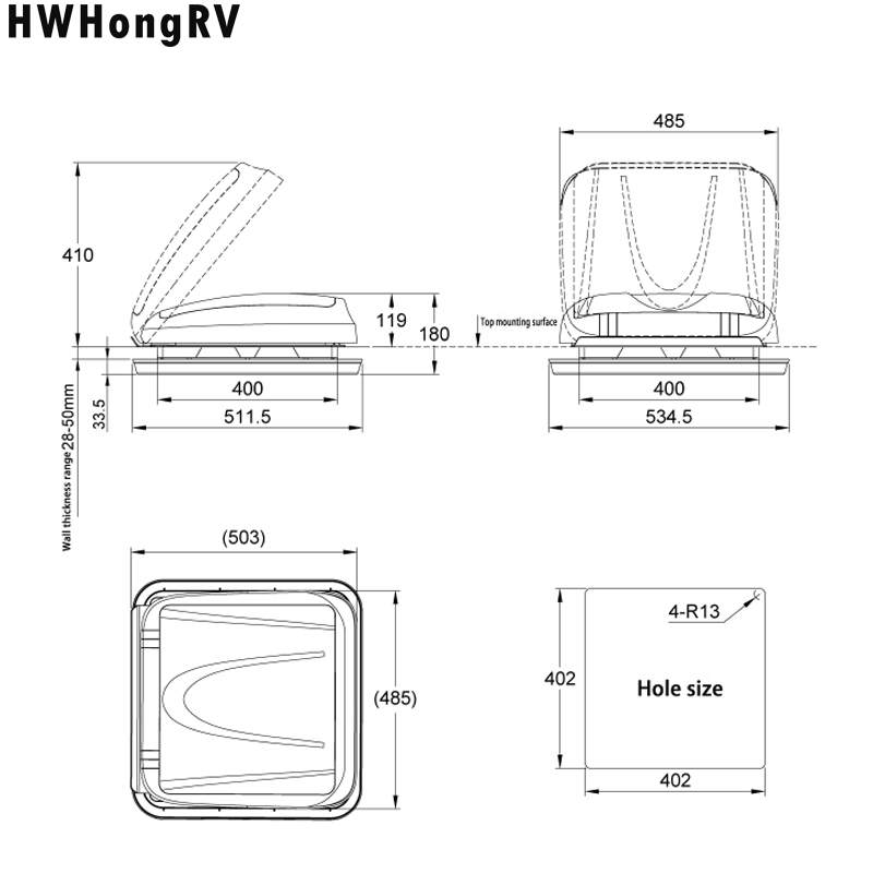 RV skylight 3 Световой люк на автофургоне 3