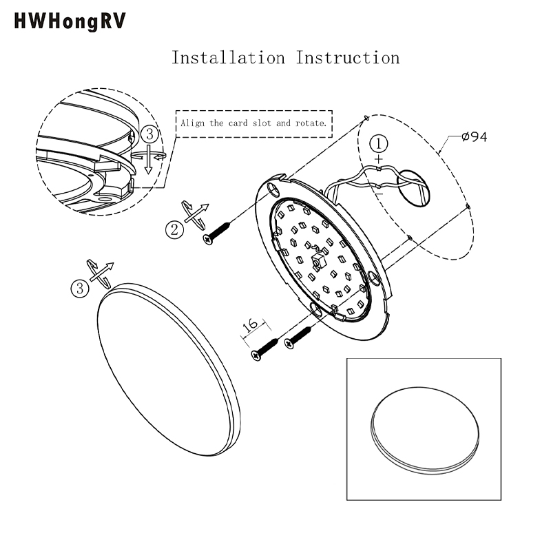 HWHongRV 10V-30V светодиодный внутренний светильник 4,3 дюйма Puck Light 3W RV купольный светильник для морского дома на колесах