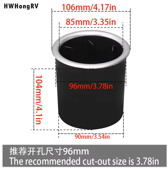 90 мм универсальные черные универсальные подстаканники из АБС-пластика со вставками для бутылок для автомобилей, лодок, грузовиков, морских автофургонов