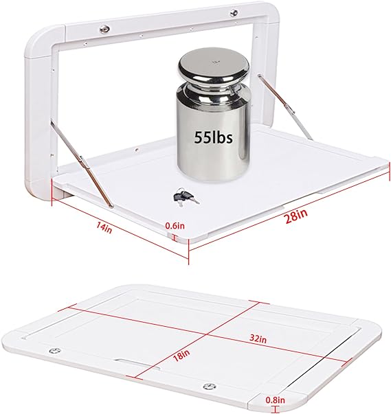 Складные столы для автофургонов, 31,5 x 17,7 дюймов. Настенный стол для пикника снаружи фургона, складной настенный столик из алюминиевого сплава премиум-класса. Комплект запираемого настенного столика для кемперов и автодомов.