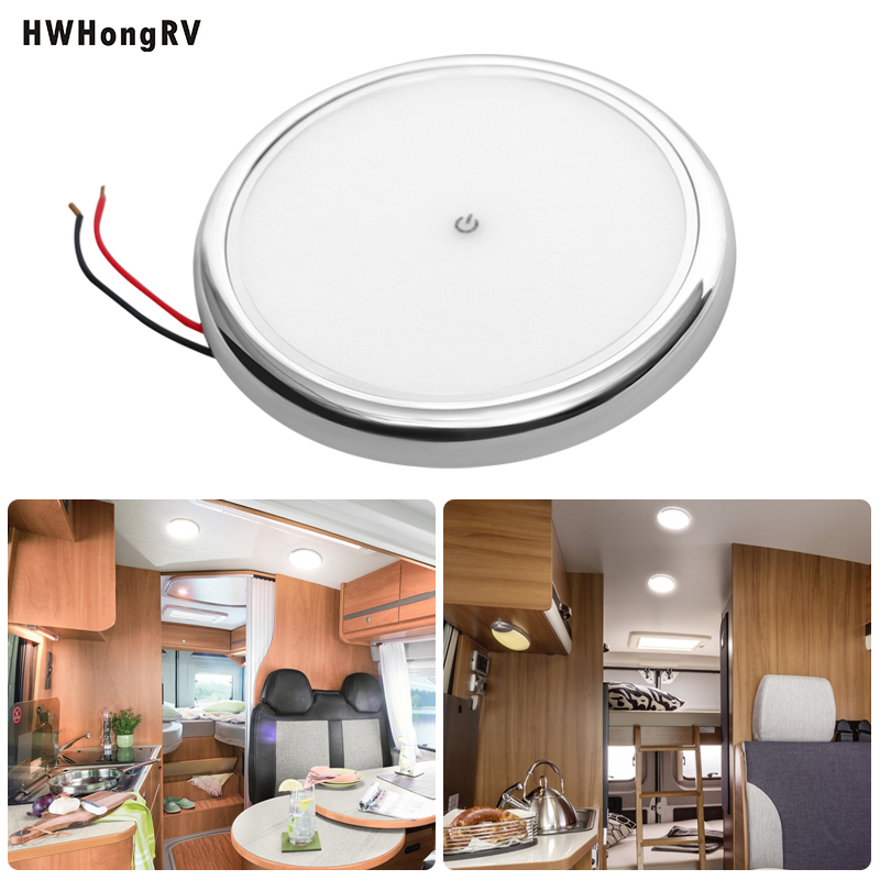 HWHongRV Диаметр 6,5 дюйма, светодиодный светильник для чтения на крыше автомобиля, каравана, дома на колесах, фургона, прицепа, интерьер 10-30 В, купольный потолочный светильник, динамическая лампа для чтения