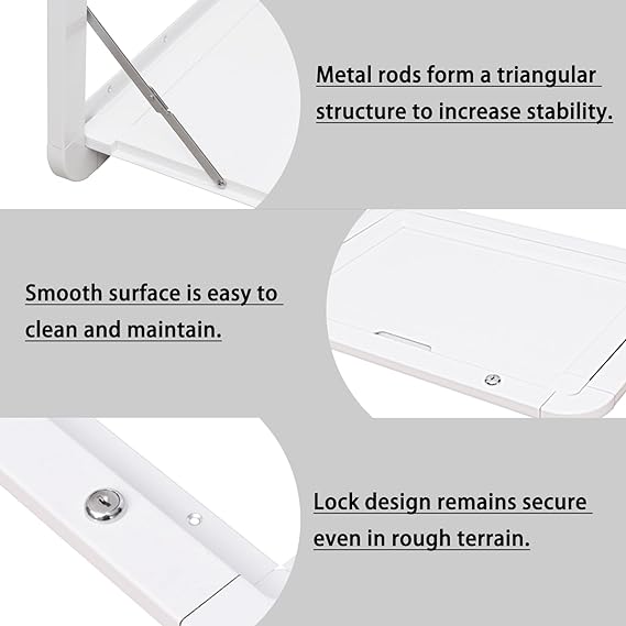 Складные столы для автофургонов, 31,5 x 17,7 дюймов. Настенный стол для пикника снаружи фургона, складной настенный столик из алюминиевого сплава премиум-класса. Комплект запираемого настенного столика для кемперов и автодомов.