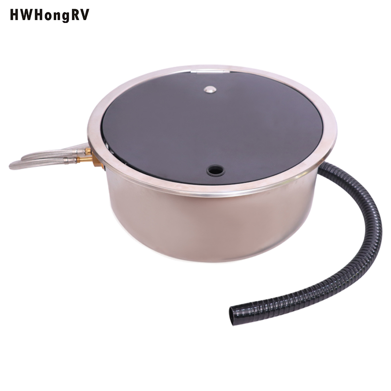 HWHongRV аксессуары для автодома дом на колесах раковина из нержавеющей стали со застекленной крышкой складная раковина для лодки встроенный кран